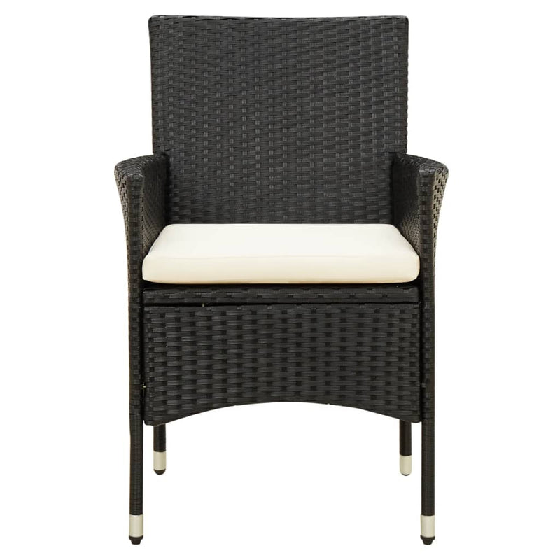 vidaXL Garden Chairs with Cushions 2 pcs Poly Rattan Black