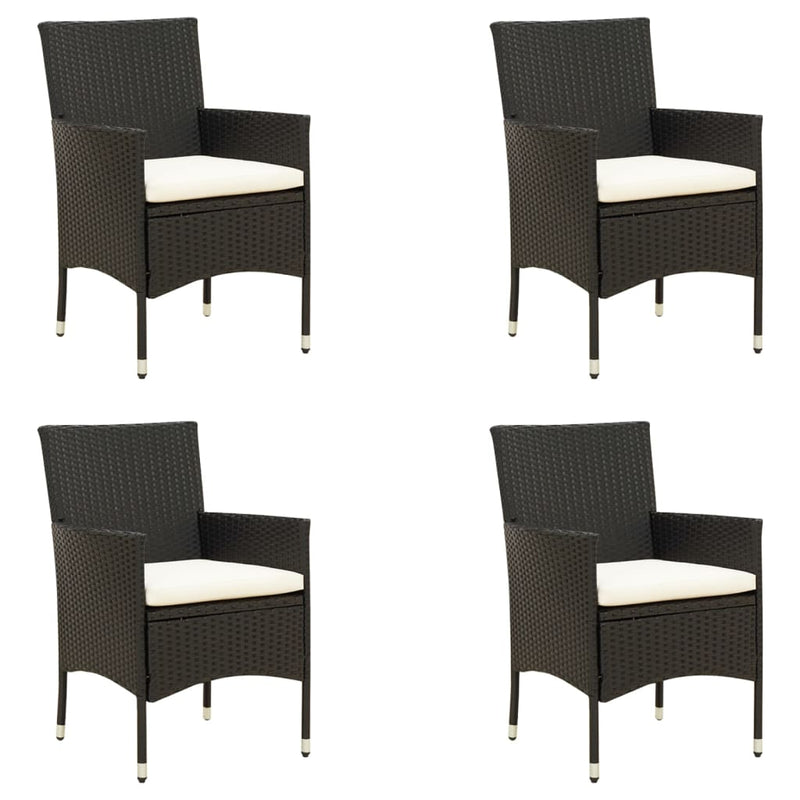 vidaXL Garden Chairs with Cushions 4 pcs Poly Rattan Black