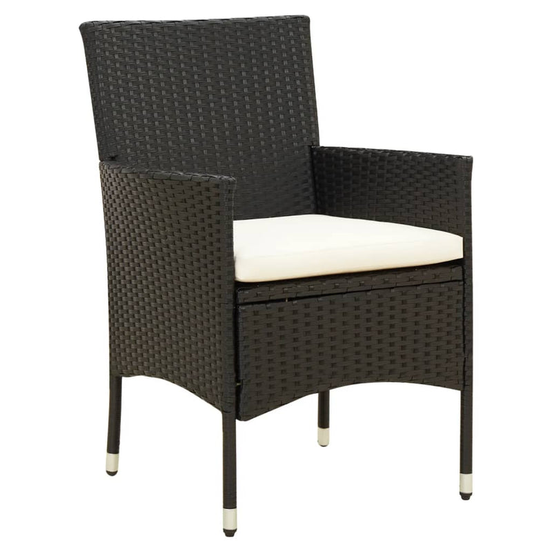 vidaXL Garden Chairs with Cushions 4 pcs Poly Rattan Black