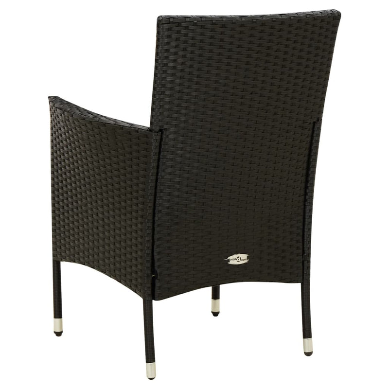vidaXL Garden Chairs with Cushions 4 pcs Poly Rattan Black