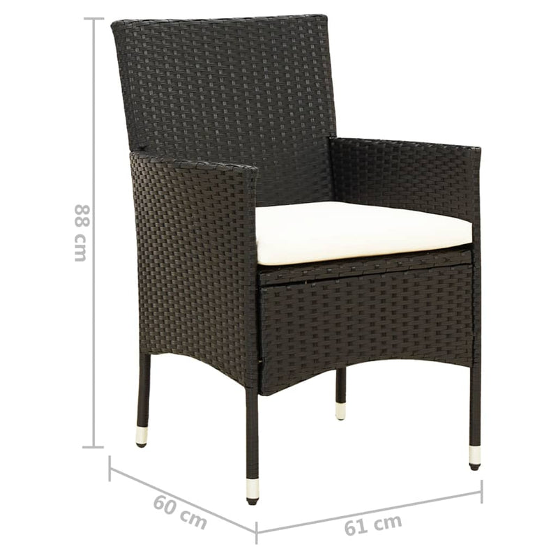 vidaXL Garden Chairs with Cushions 4 pcs Poly Rattan Black