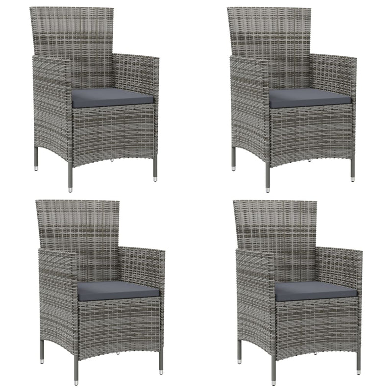 vidaXL Garden Chairs with Cushions 4 pcs Poly Rattan Grey