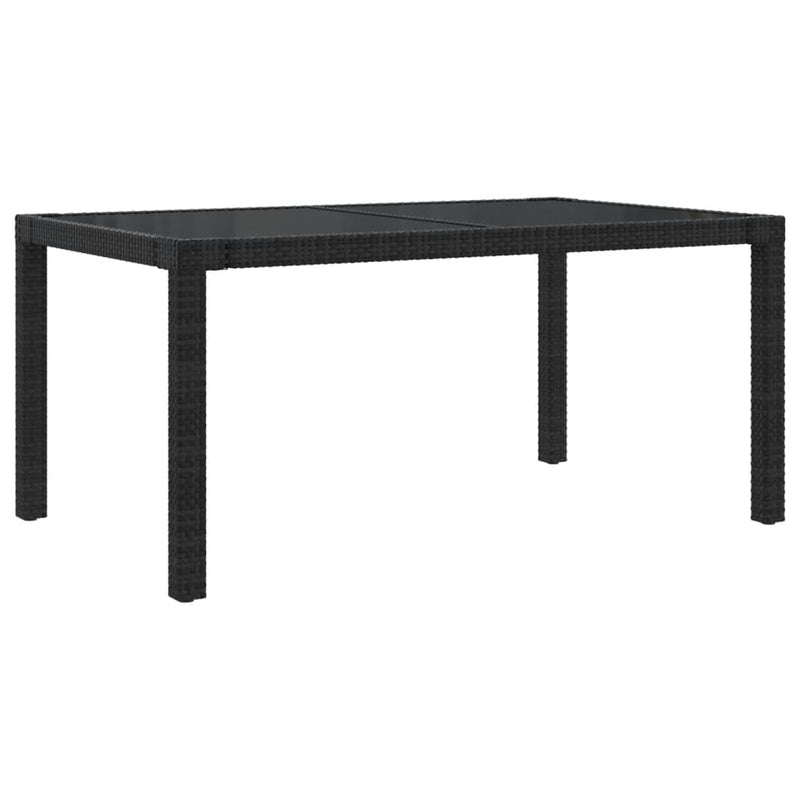 vidaXL Garden Table 150x90x75 cm Tempered Glass and Poly Rattan Black