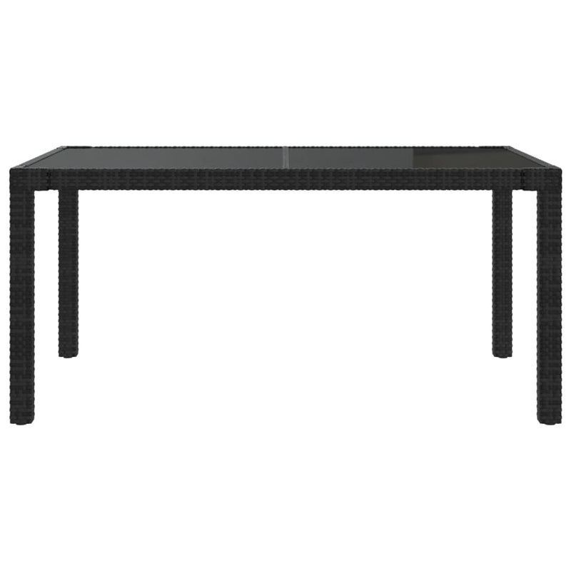 vidaXL Garden Table 150x90x75 cm Tempered Glass and Poly Rattan Black