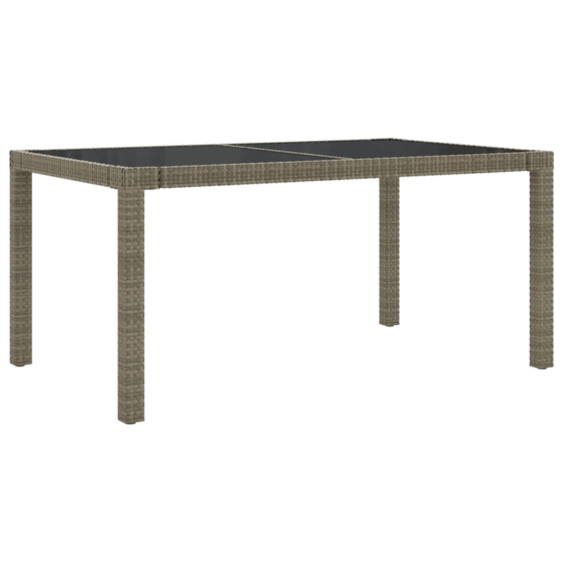 vidaXL Garden Table 150x90x75 cm Tempered Glass and Poly Rattan Grey