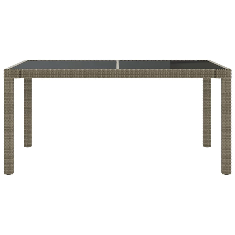vidaXL Garden Table 150x90x75 cm Tempered Glass and Poly Rattan Grey