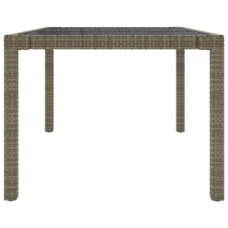 vidaXL Garden Table 150x90x75 cm Tempered Glass and Poly Rattan Grey