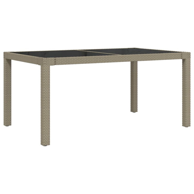 vidaXL Garden Table 150x90x75 cm Tempered Glass and Poly Rattan Beige
