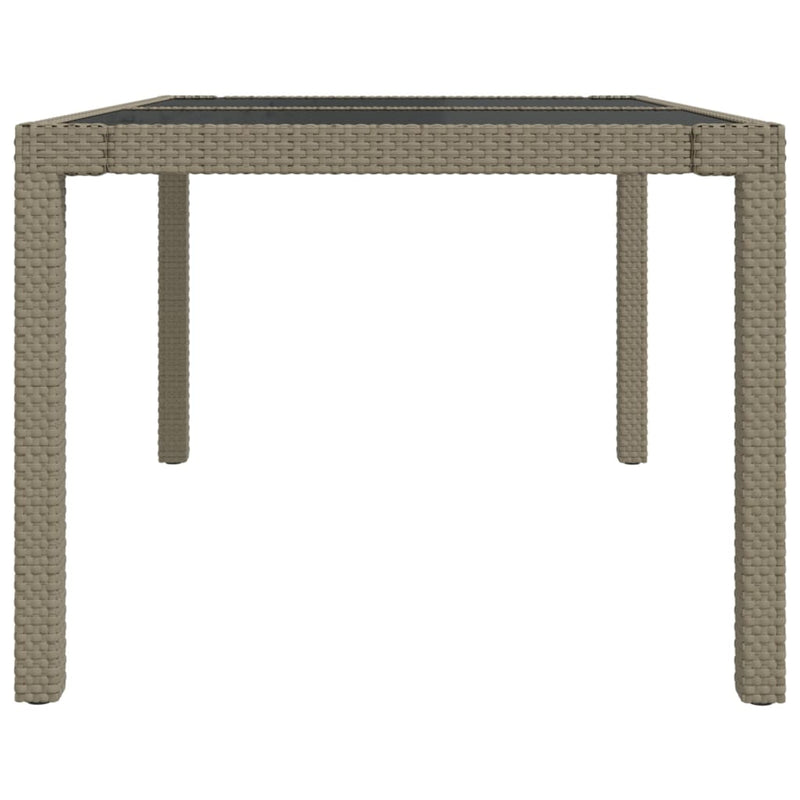 vidaXL Garden Table 150x90x75 cm Tempered Glass and Poly Rattan Beige