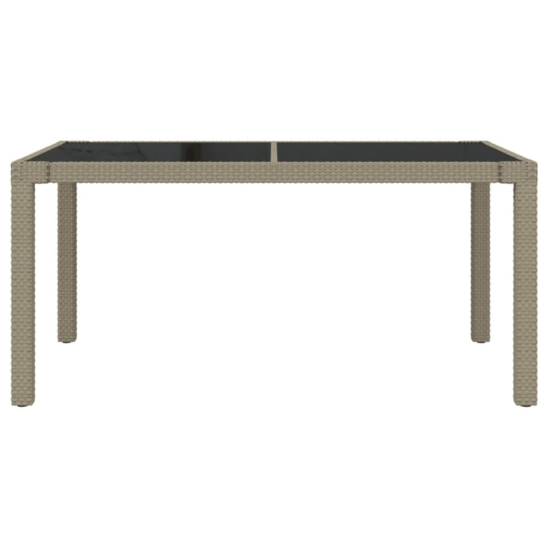 vidaXL Garden Table 150x90x75 cm Tempered Glass and Poly Rattan Beige