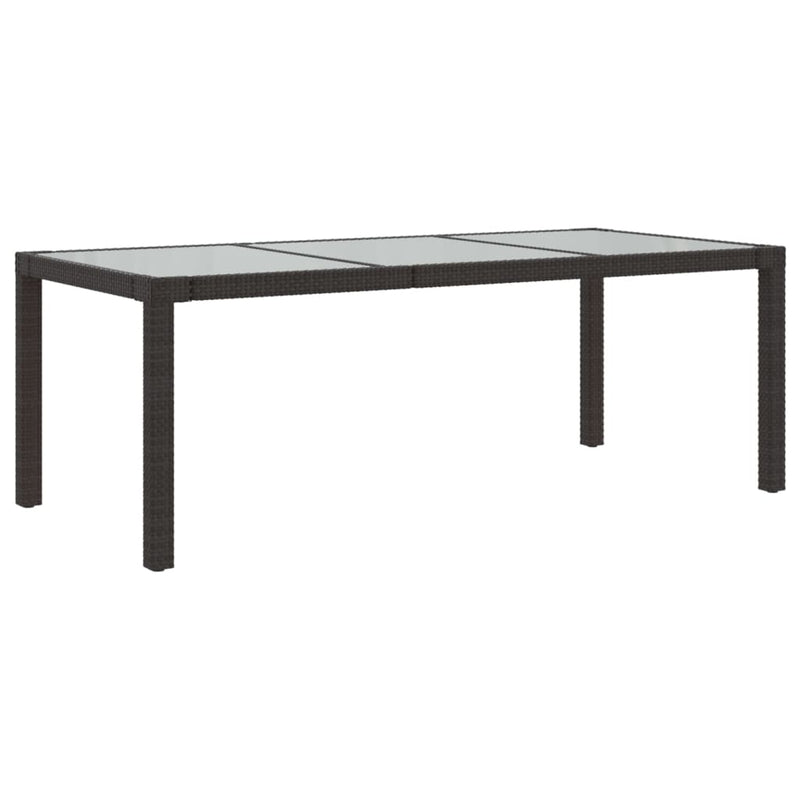 vidaXL Garden Table Brown 190x90x75 cm Tempered Glass and Poly Rattan