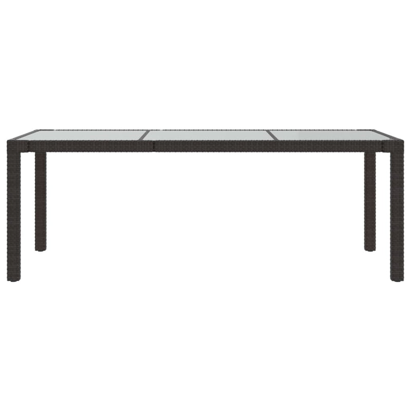 vidaXL Garden Table Brown 190x90x75 cm Tempered Glass and Poly Rattan