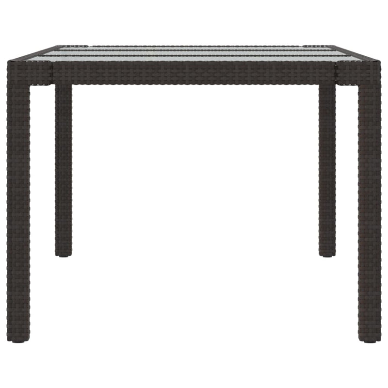vidaXL Garden Table Brown 190x90x75 cm Tempered Glass and Poly Rattan