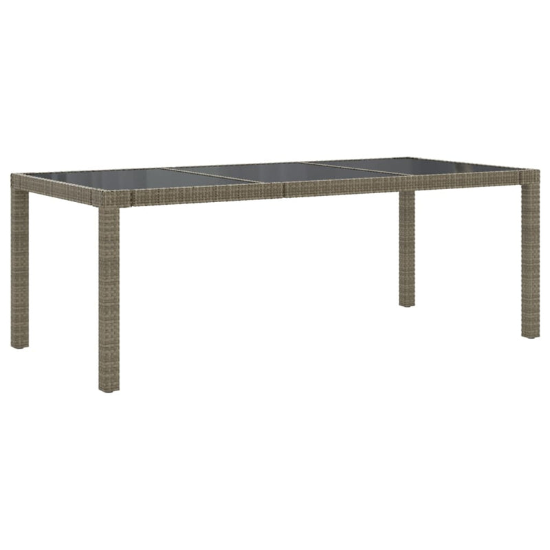 vidaXL Garden Table Grey 190x90x75 cm Tempered Glass and Poly Rattan