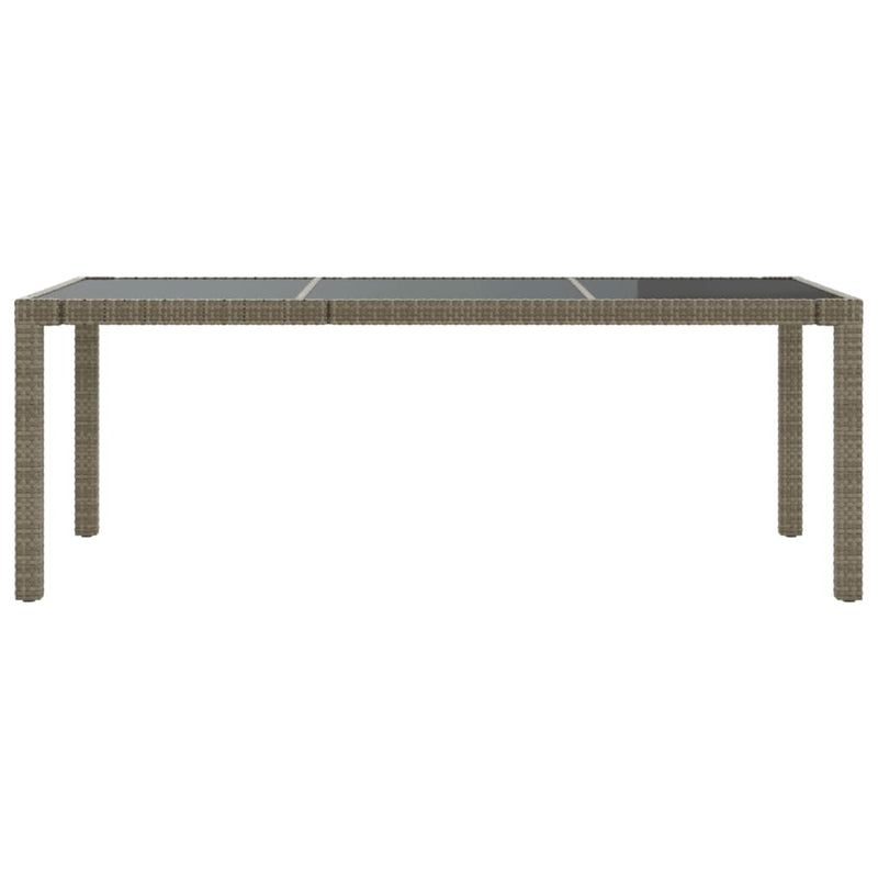 vidaXL Garden Table Grey 190x90x75 cm Tempered Glass and Poly Rattan