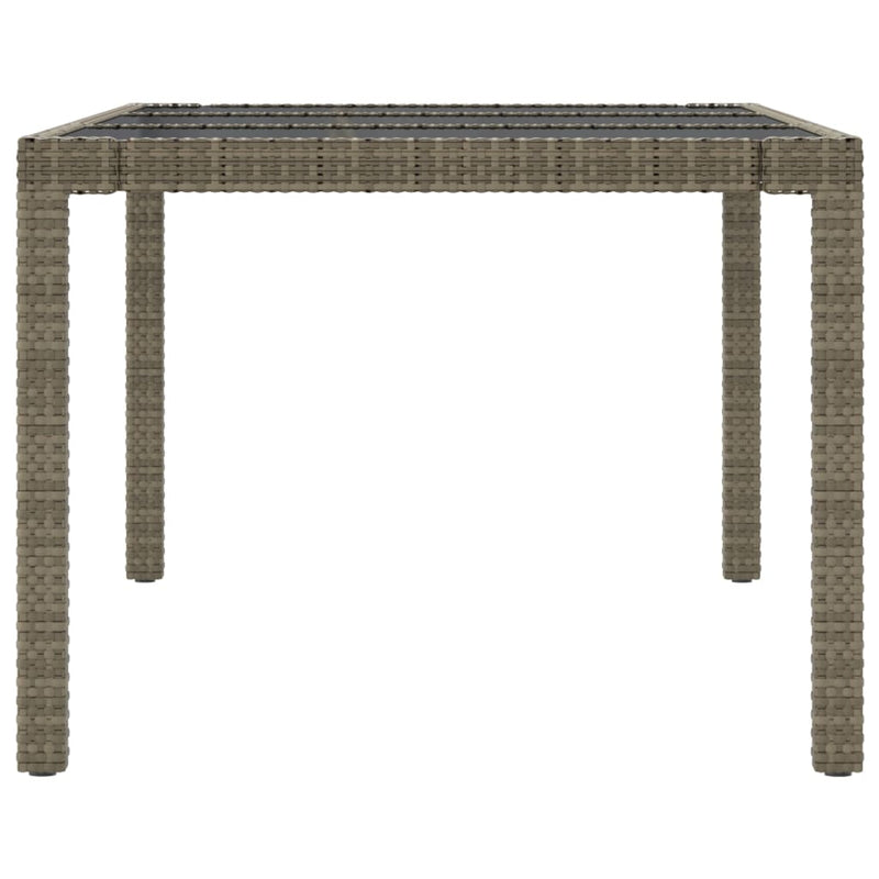 vidaXL Garden Table Grey 190x90x75 cm Tempered Glass and Poly Rattan