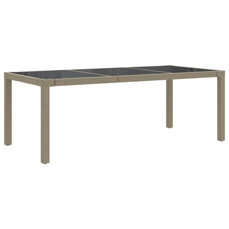 vidaXL Garden Table Beige 190x90x75 cm Tempered Glass and Poly Rattan