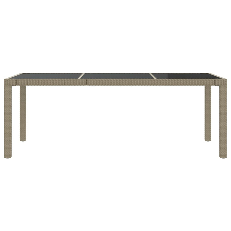 vidaXL Garden Table Beige 190x90x75 cm Tempered Glass and Poly Rattan