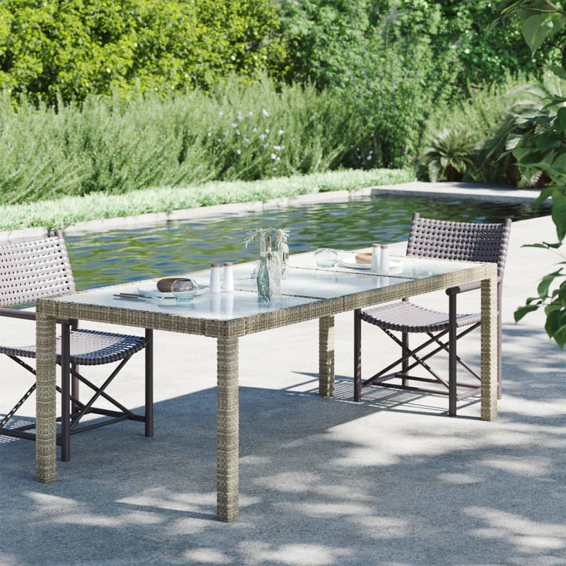 vidaXL Garden Table Beige 190x90x75 cm Tempered Glass and Poly Rattan