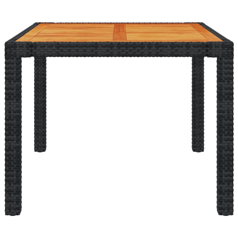 vidaXL Garden Table 90x90x75 cm Poly Rattan and Acacia Wood Black