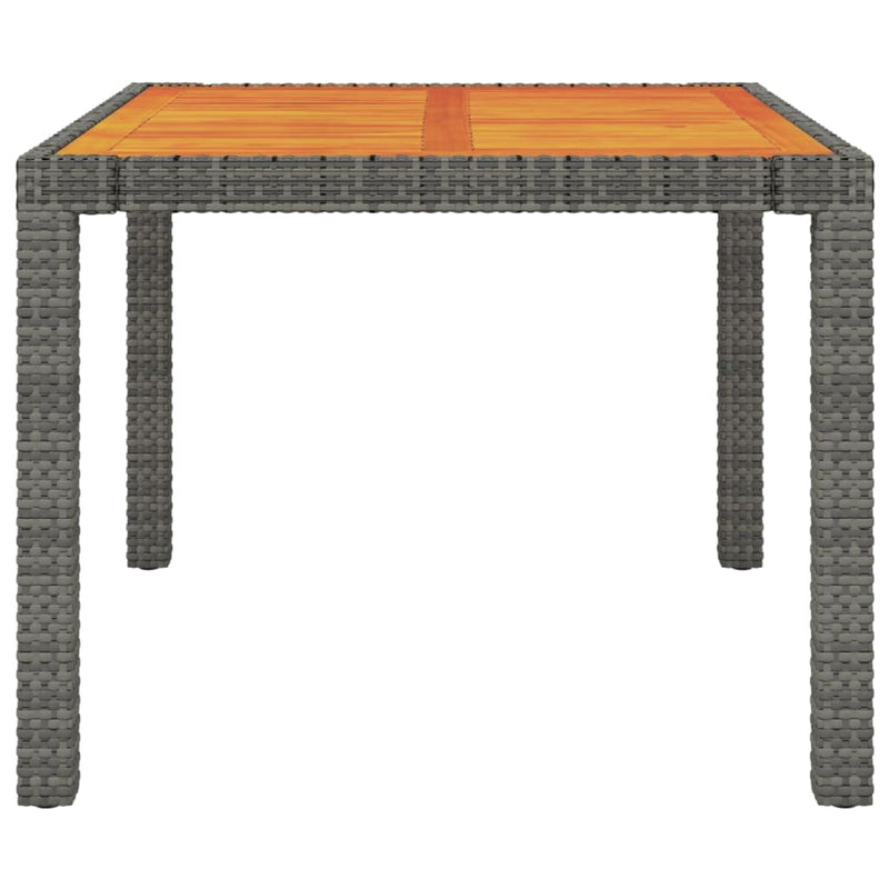 vidaXL Garden Table 90x90x75 cm Poly Rattan and Acacia Wood Grey