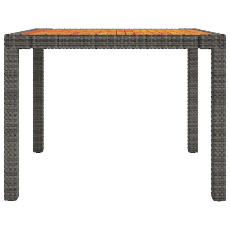 vidaXL Garden Table 90x90x75 cm Poly Rattan and Acacia Wood Grey