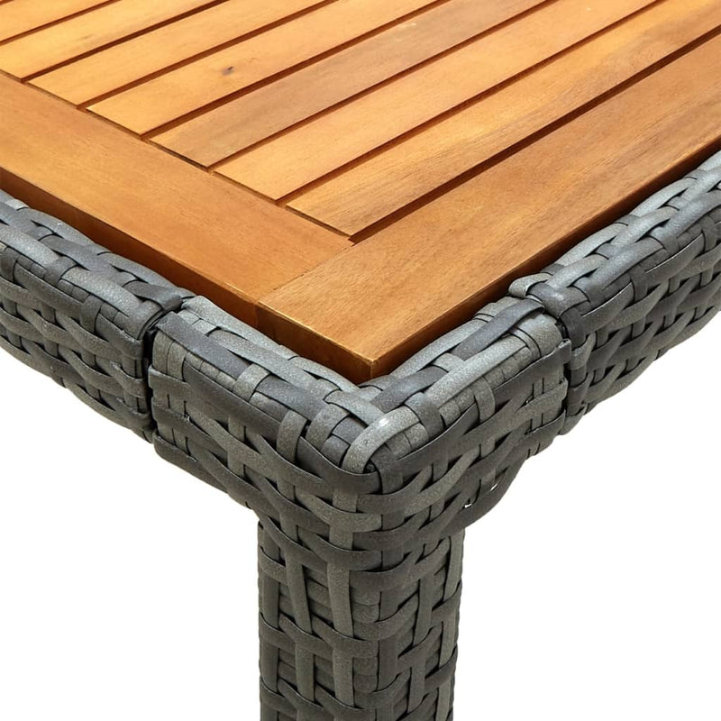 vidaXL Garden Table 90x90x75 cm Poly Rattan and Acacia Wood Grey