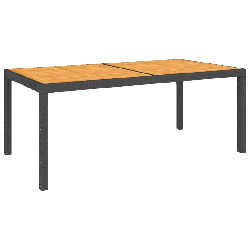 vidaXL Garden Table 150x90x75 cm Poly Rattan and Acacia Wood Black