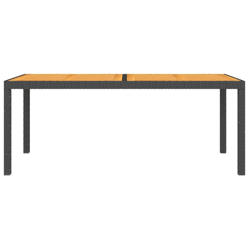 vidaXL Garden Table 150x90x75 cm Poly Rattan and Acacia Wood Black
