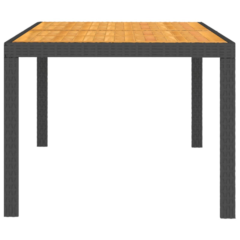 vidaXL Garden Table 150x90x75 cm Poly Rattan and Acacia Wood Black