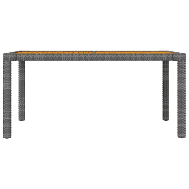 vidaXL Garden Table 150x90x75 cm Poly Rattan and Acacia Wood Grey