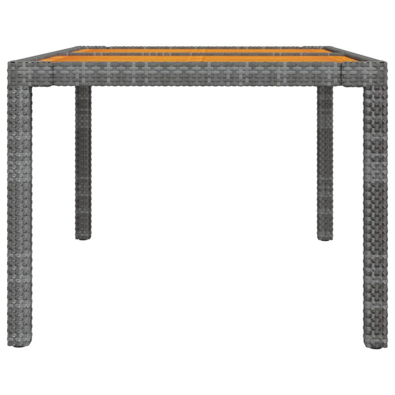 vidaXL Garden Table 150x90x75 cm Poly Rattan and Acacia Wood Grey