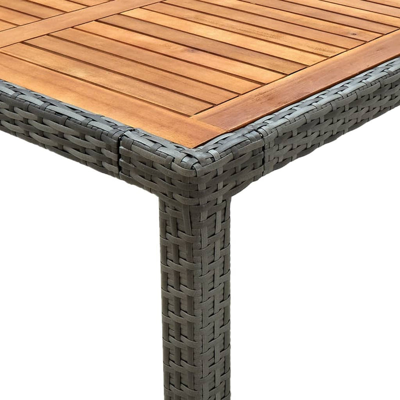 vidaXL Garden Table 150x90x75 cm Poly Rattan and Acacia Wood Grey
