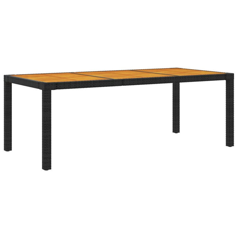 vidaXL Garden Table 190x90x75 cm Poly Rattan and Acacia Wood Black