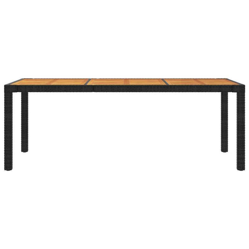 vidaXL Garden Table 190x90x75 cm Poly Rattan and Acacia Wood Black