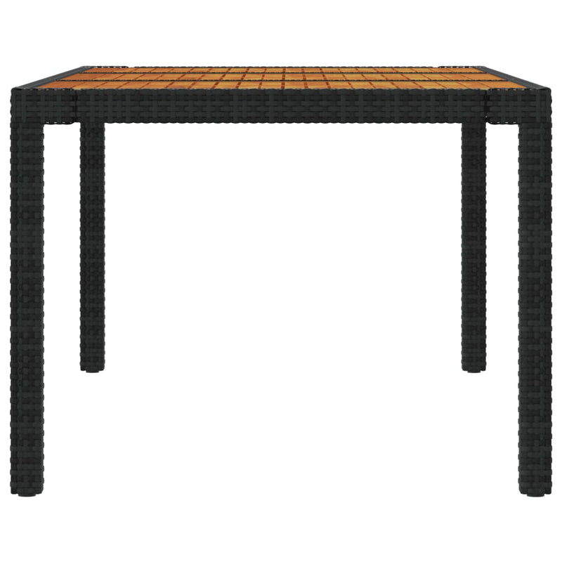 vidaXL Garden Table 190x90x75 cm Poly Rattan and Acacia Wood Black