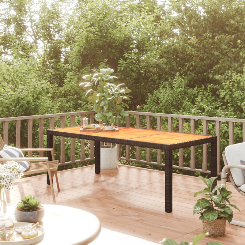 vidaXL Garden Table 190x90x75 cm Poly Rattan and Acacia Wood Black