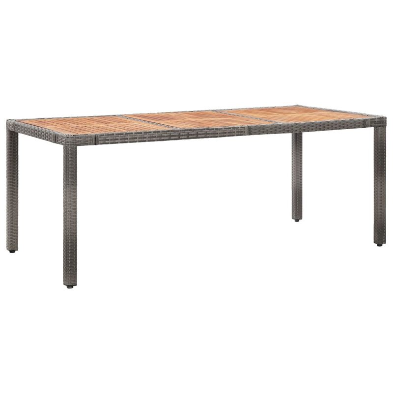 vidaXL Garden Table 190x90x75 cm Poly Rattan and Acacia Wood Grey