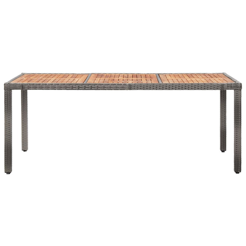 vidaXL Garden Table 190x90x75 cm Poly Rattan and Acacia Wood Grey