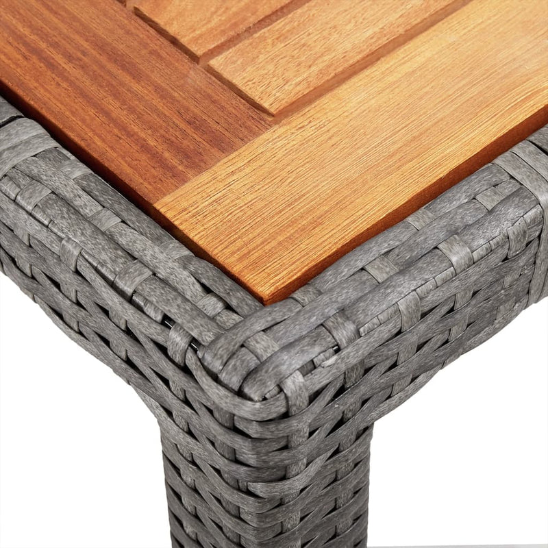 vidaXL Garden Table 190x90x75 cm Poly Rattan and Acacia Wood Grey