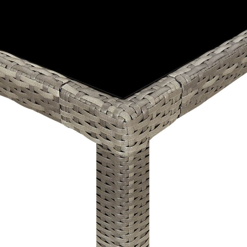 vidaXL Garden Table Grey 250x100x75 cm Tempered Glass and Poly Rattan