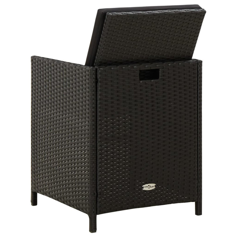 vidaXL Garden Chairs with Cushions 4 pcs Poly Rattan Black