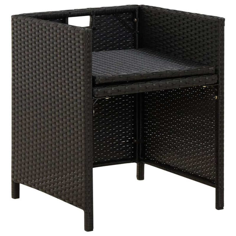 vidaXL Garden Chairs with Cushions 4 pcs Poly Rattan Black