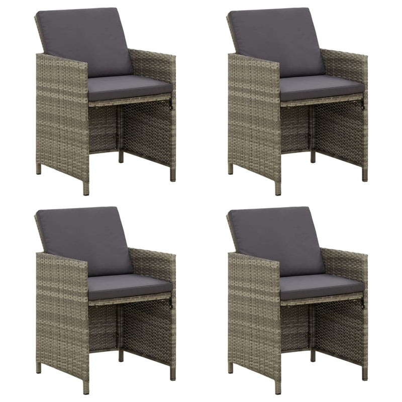 vidaXL Garden Chairs with Cushions 4 pcs Poly Rattan Grey