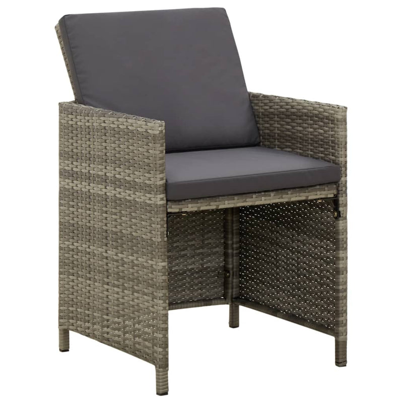 vidaXL Garden Chairs with Cushions 4 pcs Poly Rattan Grey