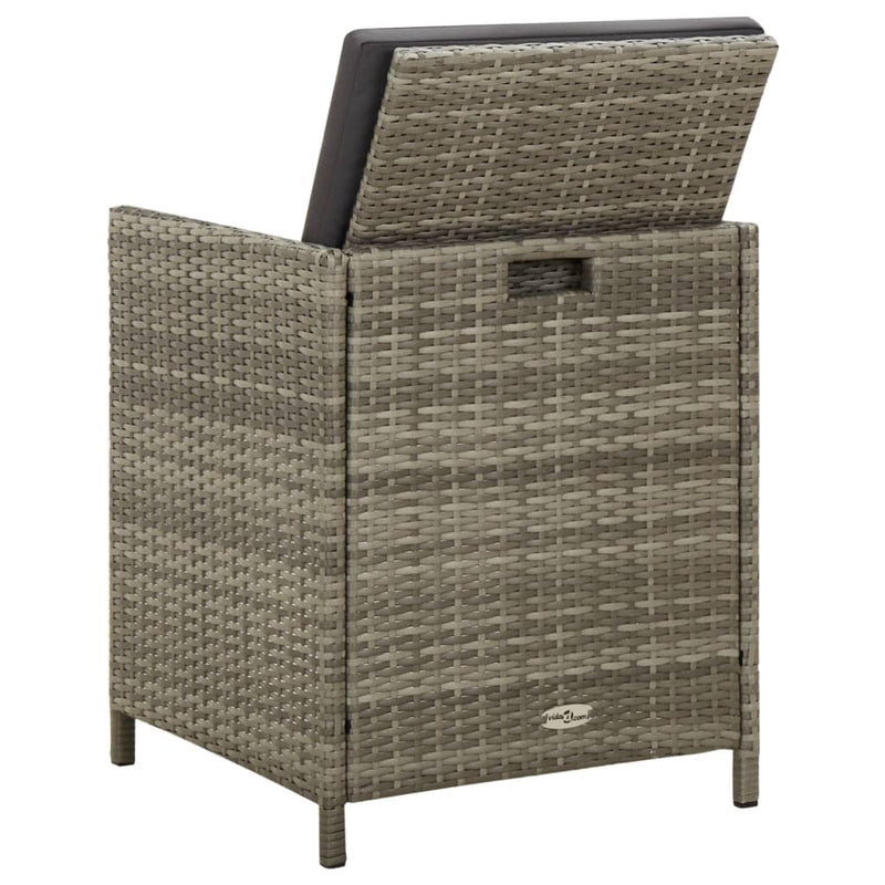 vidaXL Garden Chairs with Cushions 4 pcs Poly Rattan Grey