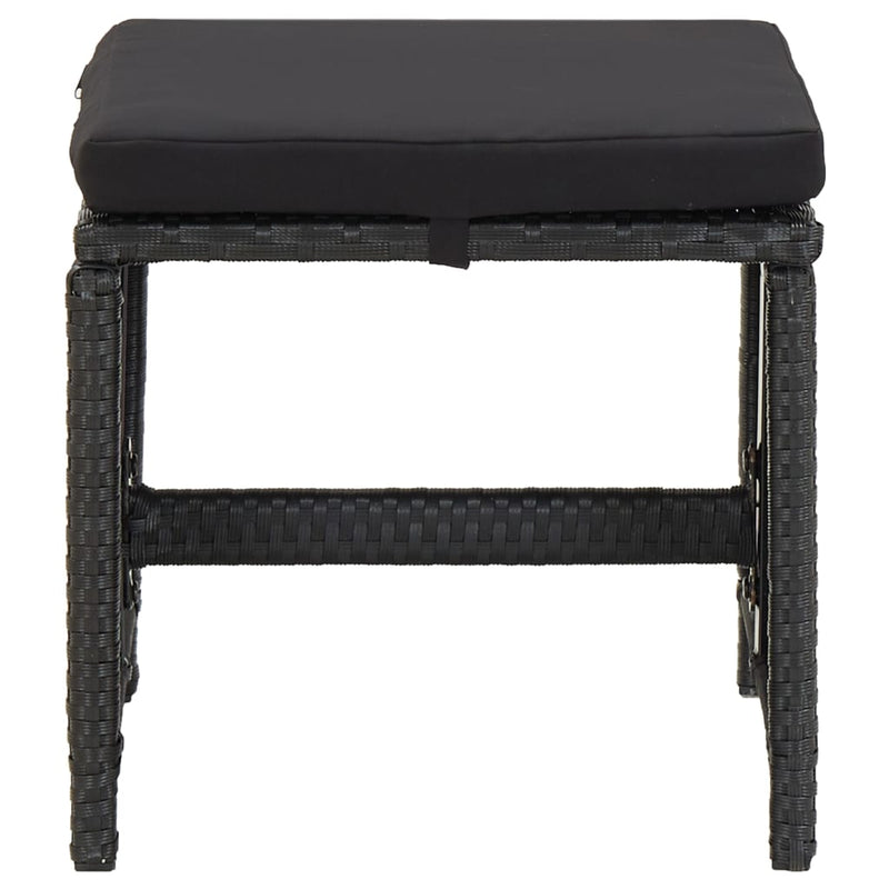 vidaXL Garden Stools 4 pcs with Cushions Poly Rattan Black