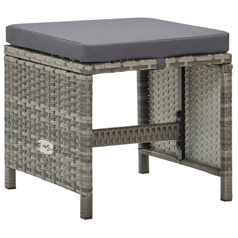 vidaXL Garden Stools 4 pcs with Cushions Poly Rattan Grey