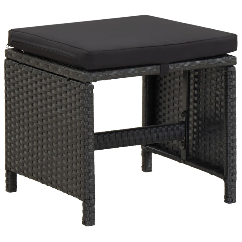 vidaXL 4 Piece Garden Chair and Stool Set Poly Rattan Black