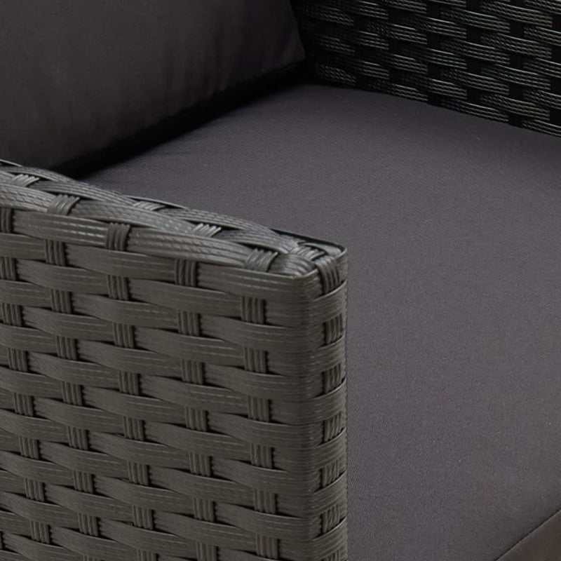 vidaXL Garden Chairs with Cushions 2 pcs Poly Rattan Black